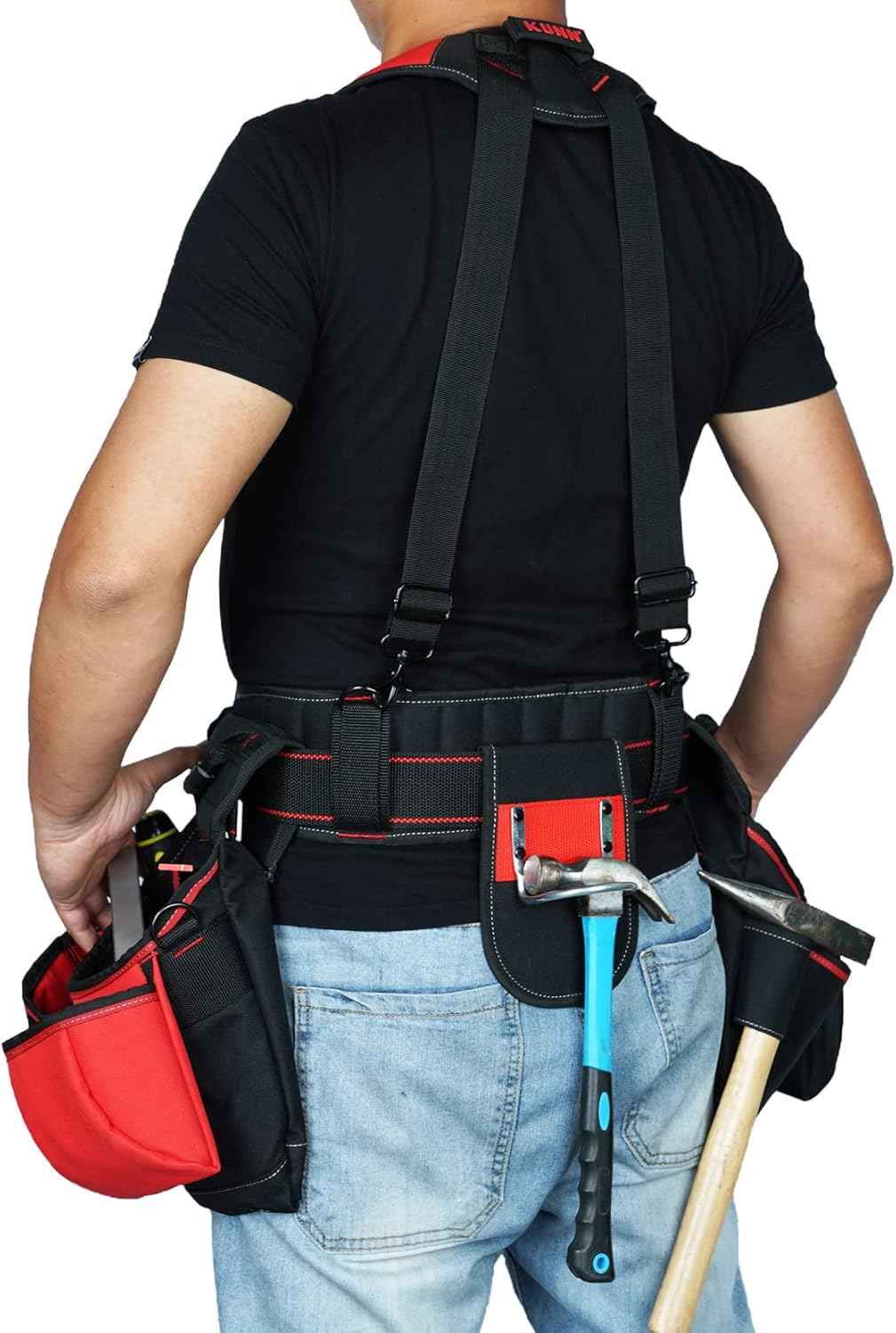 Pro Carpenter Tool Belt with Suspenders - Heavy-Duty Suspension Rig for Contractors & Electricians, Khaki