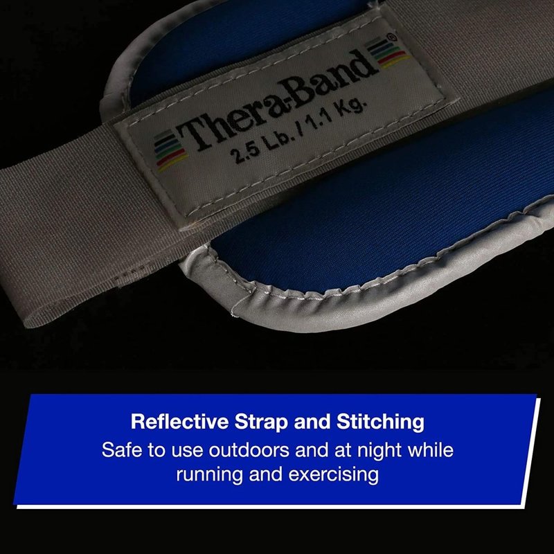 THERABAND Comfort Fit Ankle & Wrist Cuff Wrap Walking Weight Set, Adjustable Wrist and Ankle Weights for Home Workout, Ankle Strengthening & Toning Workouts, Blue, 2.5 lb. Each, Set of 2, 5 Pounds