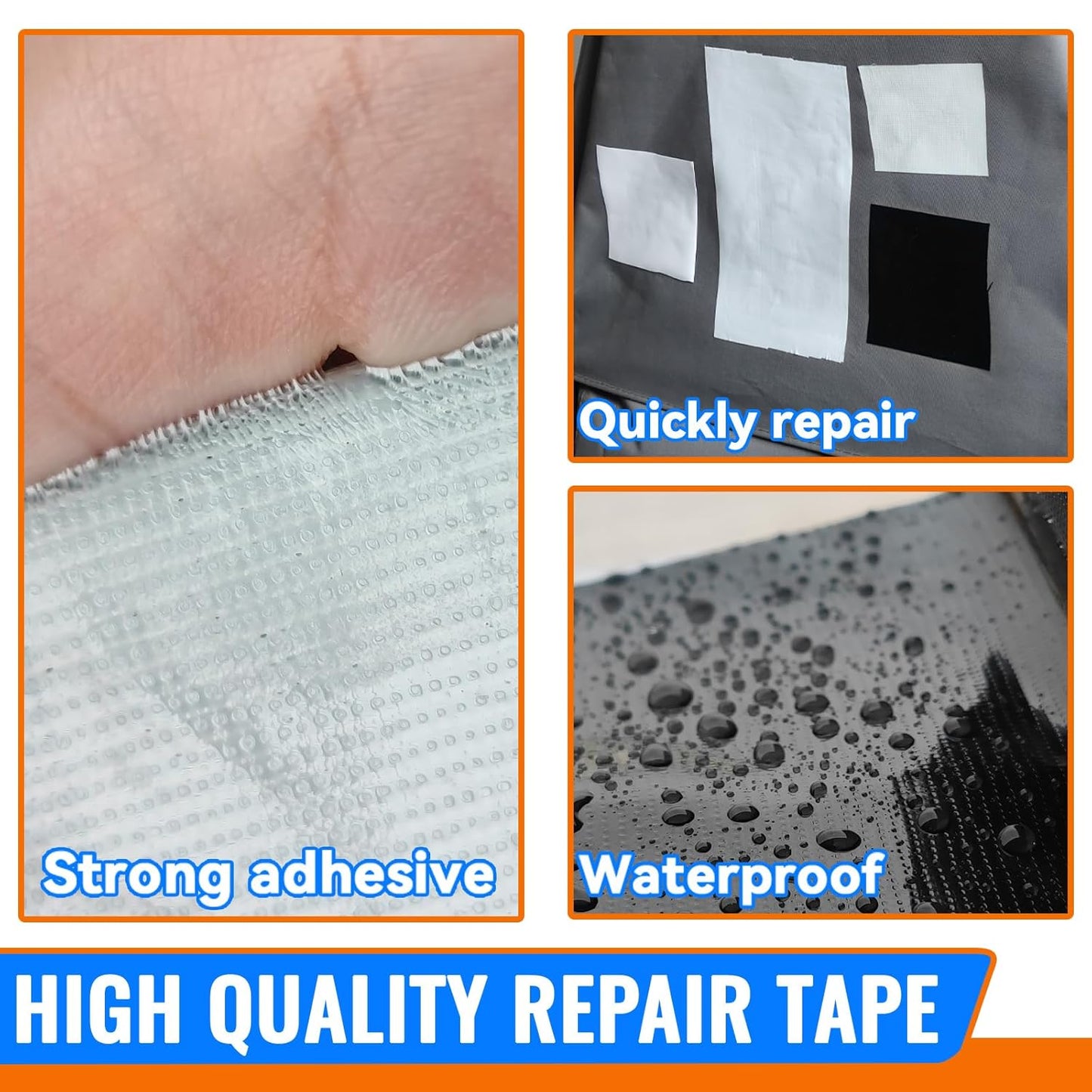 Tikfoam RV Awning Repair Tape - Waterproof 5 Inch Wide | 30FT Long Reinforced Black Patch Kit for Tents & Boats