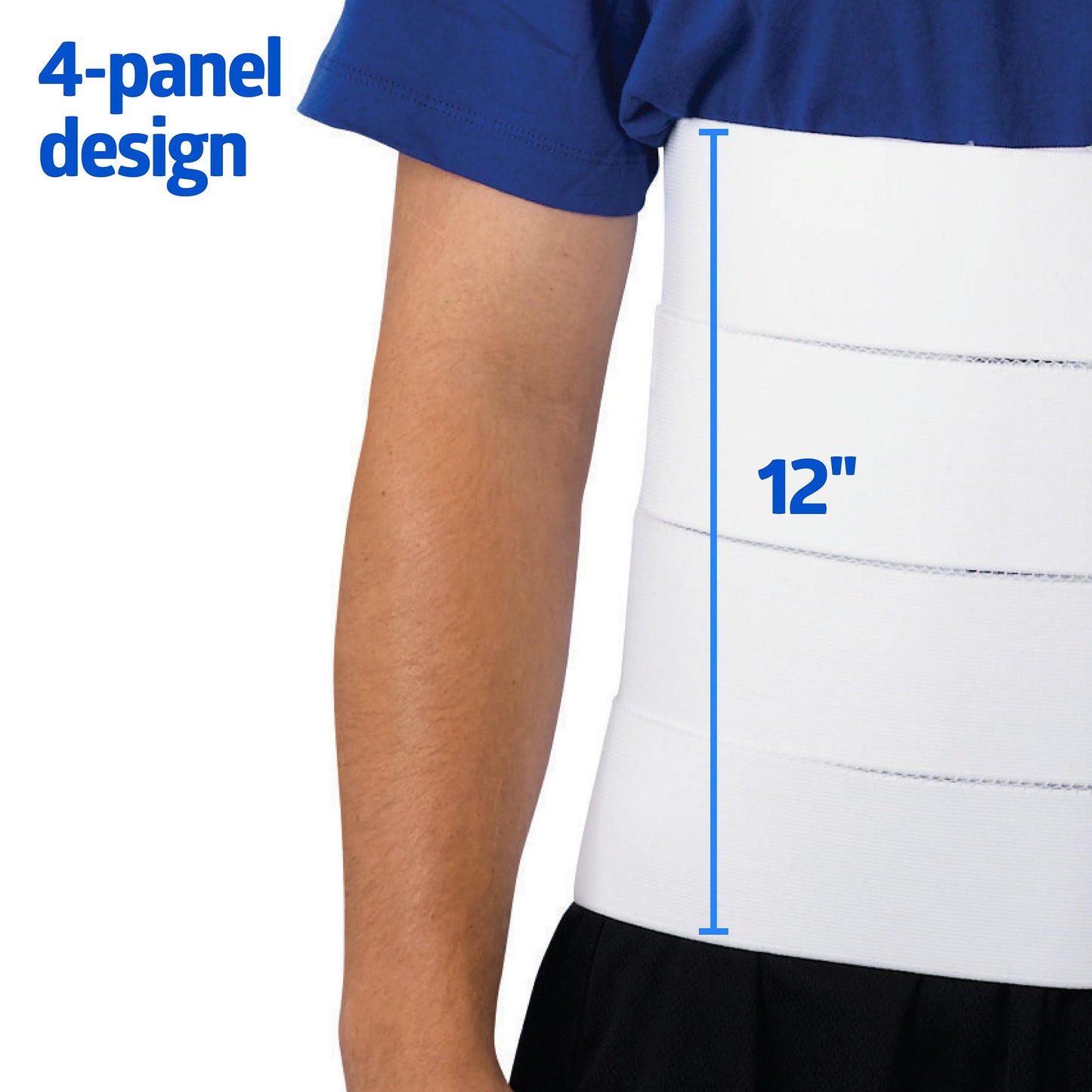 Medline Standard 4-Panel Abdominal Binder, 12 Inch High, Size L/XL (42-62 Inch), Soft Elastic Material, Hook-and-Loop Closure, Case of 1 Each