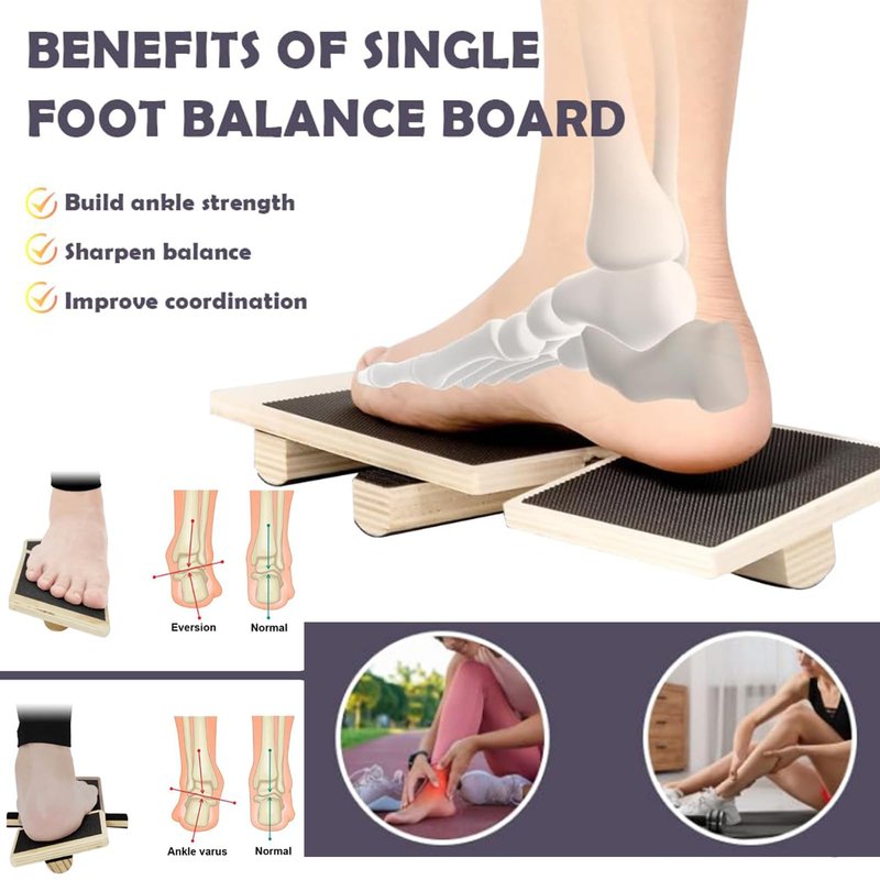QONESSMAO Rocker Board for Physical Therapy | Professional Adult Balance Board | Anti-Slip Wood Standing Desk Balance Board for Core Strength, BAPS & Slack Board Alternative (Suitable for Men & Women)