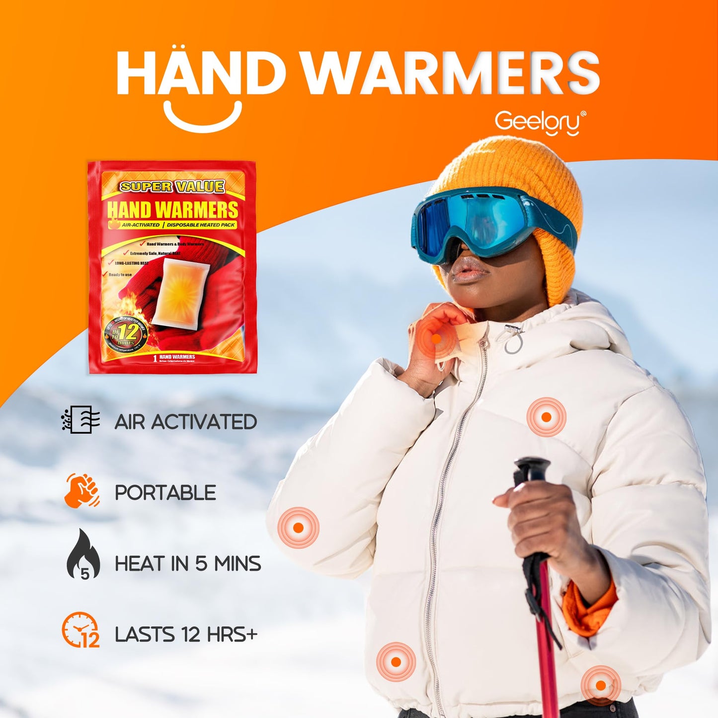 Hand Warmers Disposable 240Pcs, Long-Lasting Up to 12 Hours for Warm Body, Safe Portable for Hand and Foot, Heater for Camping, Fishing, Winter for Women Men Mom Dad