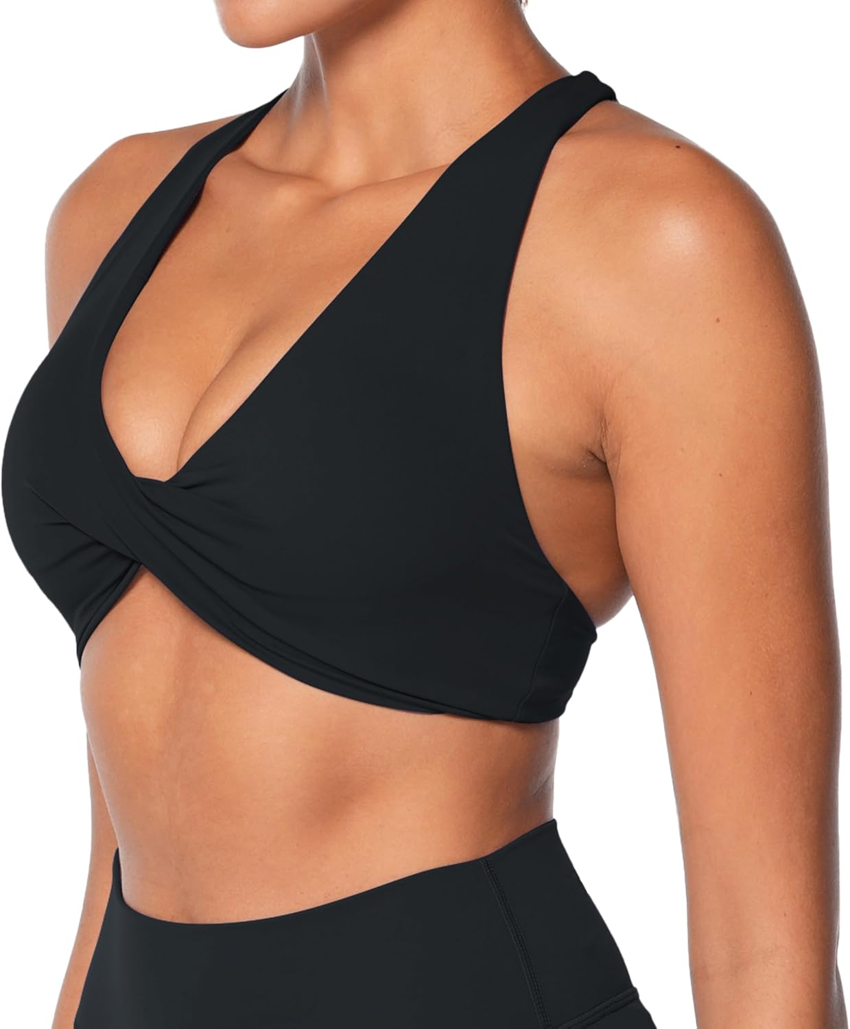 Sunzel Women's Sports Bra - Criss Cross Back Yoga Crop Top with Removable Pads | Wirefree Padded V Neck
