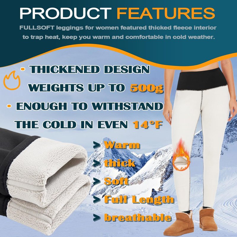 FULLSOFT Fleece Lined Leggings for Women – Thick High Waisted Winter Warm Yoga Pants Workout Tummy Control Thermal Warm Leggings(Red,Medium)