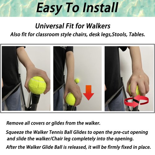 Tennis Balls for Walkers 4 Pack, RMASCOV Precut Tennis Balls for Walkers,Walker Balls Tennis Ball for Chair Legs (Black)