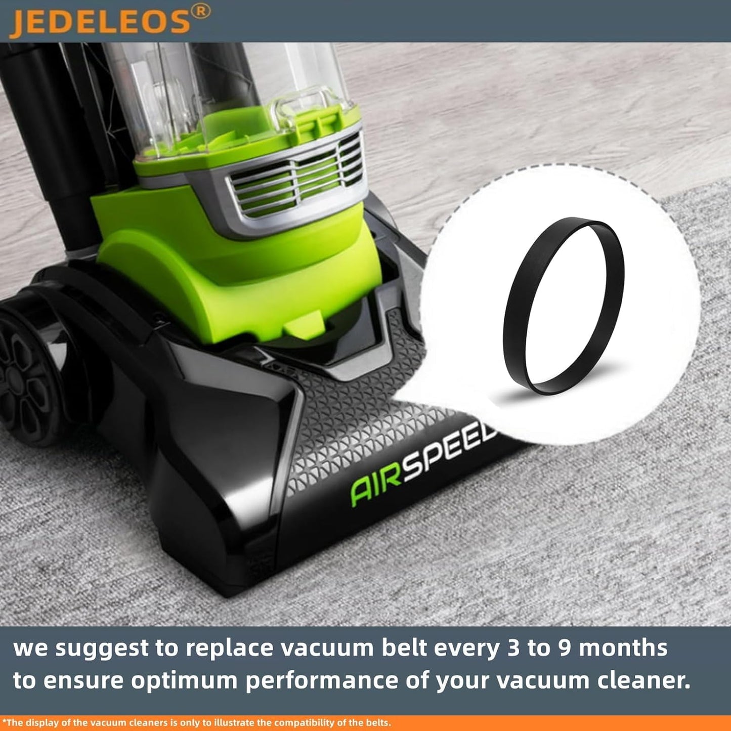 JEDELEOS Replacement Belts and Filter for Eureka NEU100 Airspeed Compact Bagless Upright Vacuum Models NEU100, NEU10AE4, NEU10AE5, NEU102 Series, Replace Parts E0106 and E0105