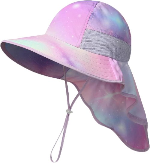 Icolor Kids Sun Hat - UPF 50+ Sun Protection Bucket Hat with Neck Flap | Toddler Summer Beach Hat for Ages 3-10