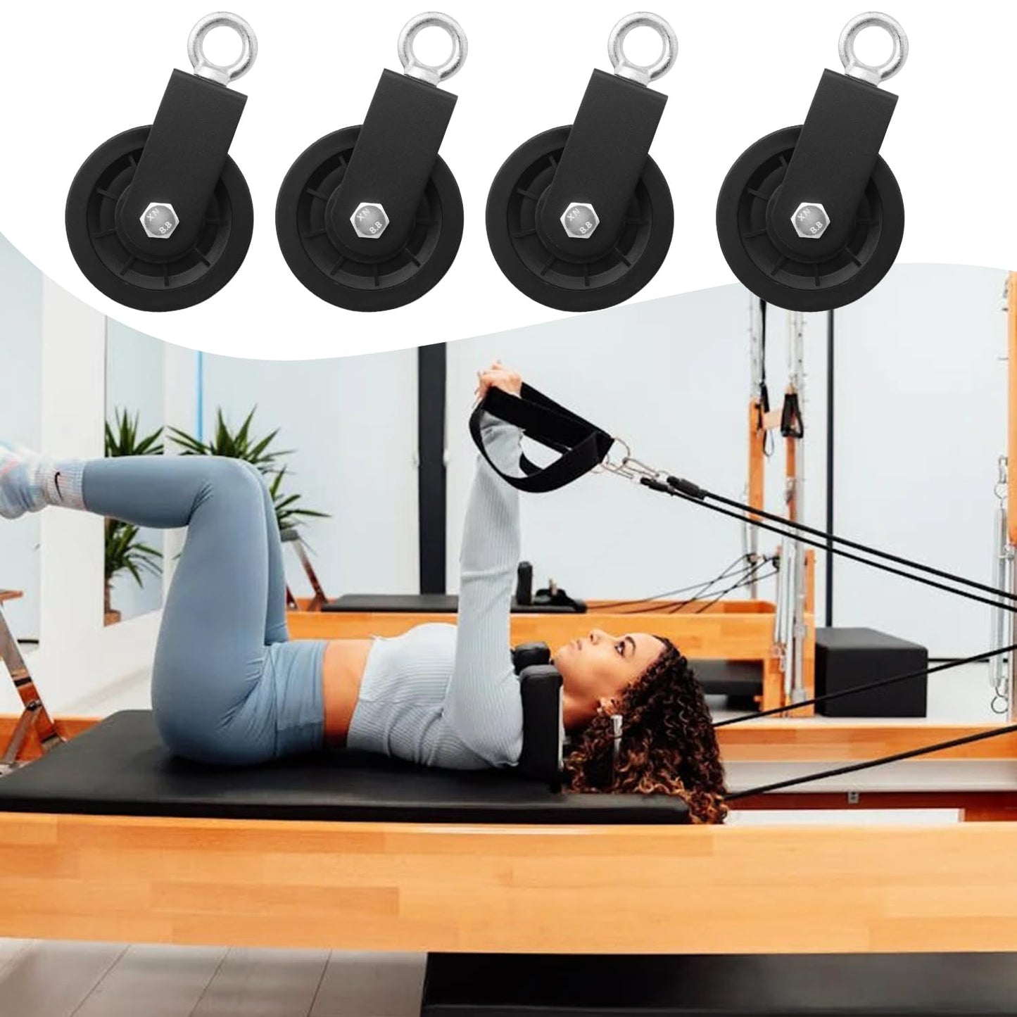 Biugaaufai 6 Pack 3.54 Inch Gym Cable Pulley, Heavy Duty 90 mm Gym Equipment Pulley, 360 Degree Rotation, Gym Cable Pulley, Ideal for Home Gym, Clothesline and DIY Project