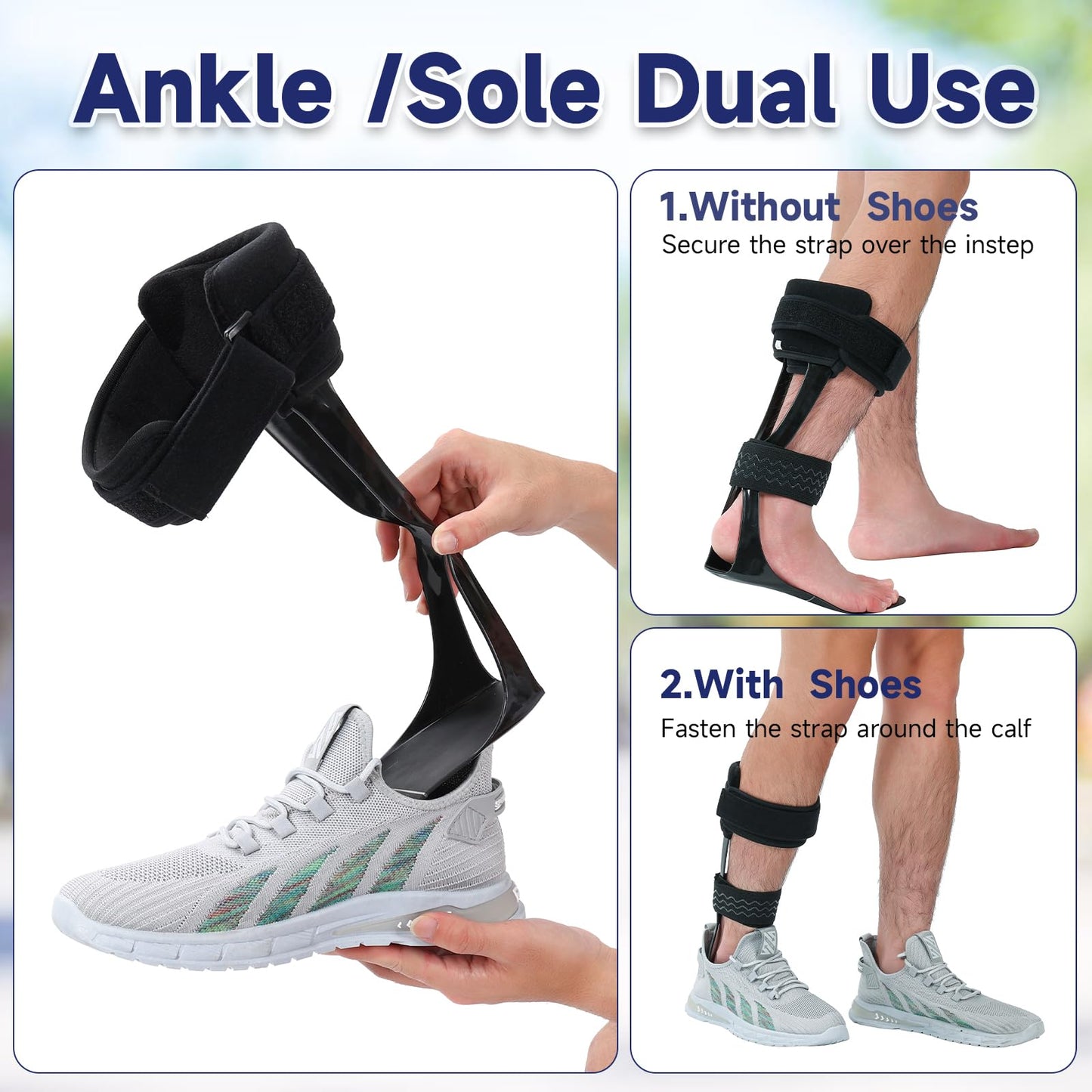 Cryxinty AFO Brace for Foot Drop - Lightweight Stabilizer for Men & Women, Fits in Most Shoes for Stroke, MS & Hemiplegia Recovery, Ankle Support & Drop Foot (Right, Medium)