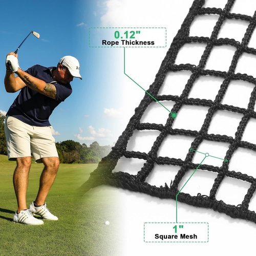 EMEKIAN 10x10Ft Golf Practice Fence Net, 400GSM Heavy Duty Golf Ball Barrier Net for Backyard Driving Chipping, Indoor Outdoor Hitting Net Gifts,Protective Net for Baseball, Hockey Sports Netting