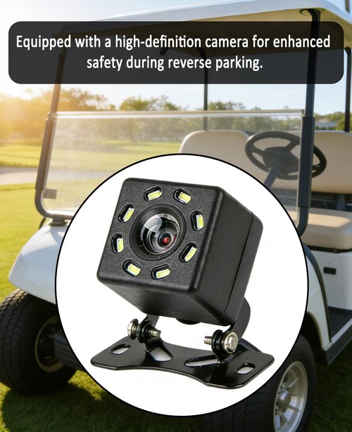 Golf Cart Reverse Camera, Waterproof Golf Cart Backup Rear View Camera with 4.3" 16:9 Monitor for Club Car EZGO Yamaha UTV, Direct 17-60V Battery Hookup, No-Drill Installation Golf Cart Accessories