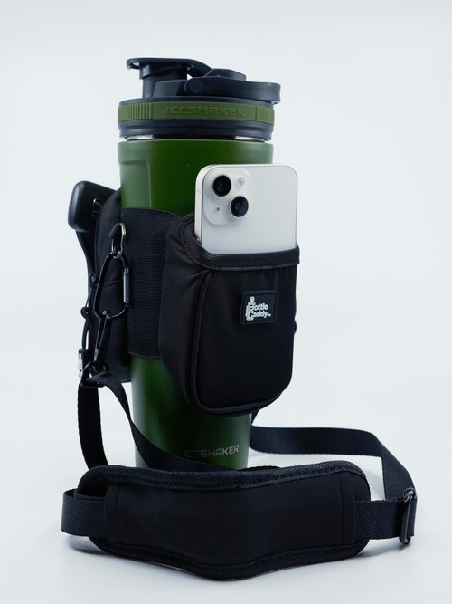 Bottle Caddy Pro - The Advanced Water Bottle Pouch with Phone Holder and Removable Sling for 30-40oz Bottles, Ideal for Gym Lovers, Hikers, and Athletes, Made from Neoprene