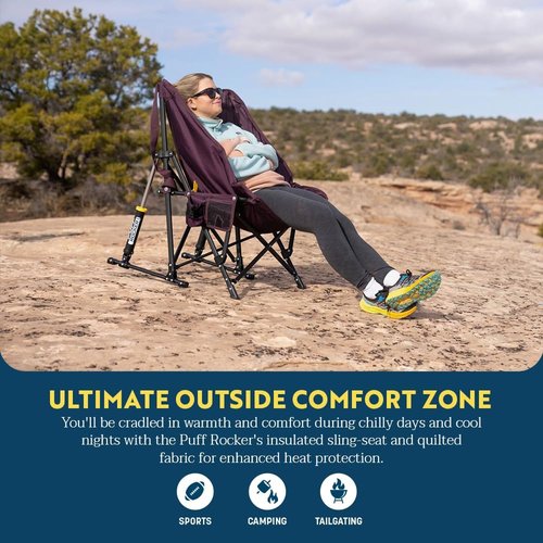 GCI Outdoor Puff Rocker - Comfortable Folding Chair for Relaxation | Sleek Black Design