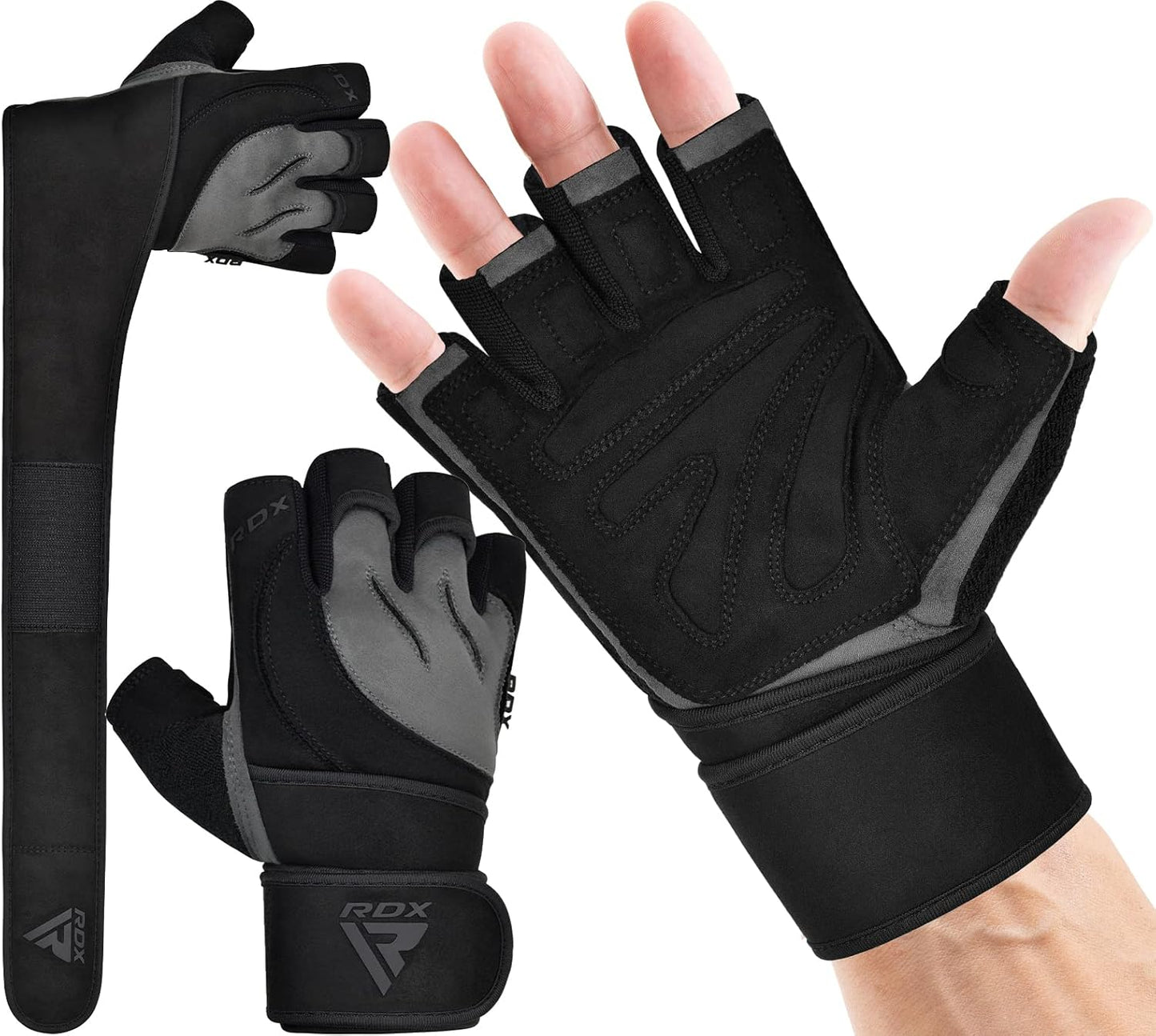 RDX Weight Lifting Gloves - Anti-Slip Padded Palm & Wrist Support | Breathable Gym Grip for Men & Women