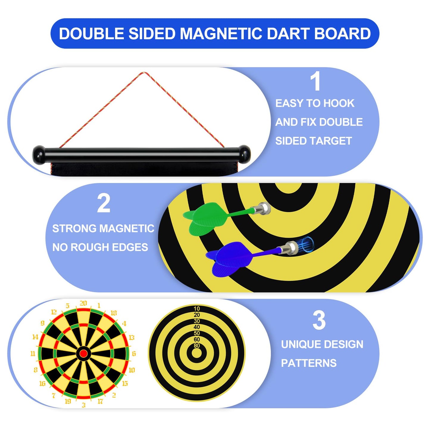 Magnetic Dart Board Outdoor Game Suitable for Children to Play Comes with 12 Darts Best Toys Gifts for Teenage Boys Girls Age 5 6 7 8 9 10 11 12 Years (15in)
