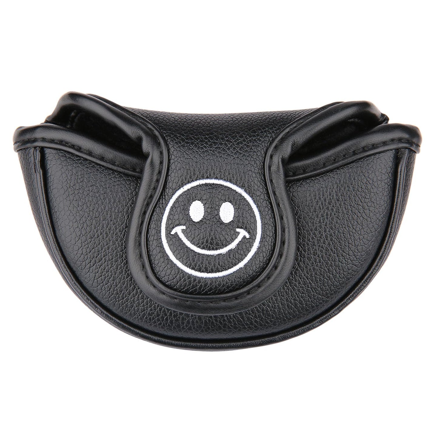 Golf Club Small/Mid Mallet Putter Head Cover Harf Mallet Cover Soft Leather with Embroidery Magnetic Closure (Black)