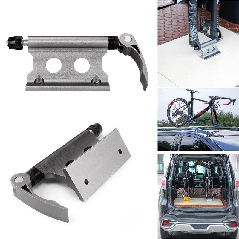 CXOYLL Bike Block Fork Mount w/Quick-Release Lever, Aluminum Alloy Bicycle Front Fork Fixed Clip Luggage Rack for Truck Bed/Trailer/Van, Vertical or Horizontal Mounted (Silver)