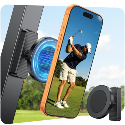 OMOTON Golf Cart Phone Holder, Mount for MagSafe iPhone 17 16 15 14 13 12, Universal Super Magnet Base, 360° Rotatable, Fits EZGO Club Car Yamaha Icon & Gym, Golf Cart Accessories Gift for Golfers