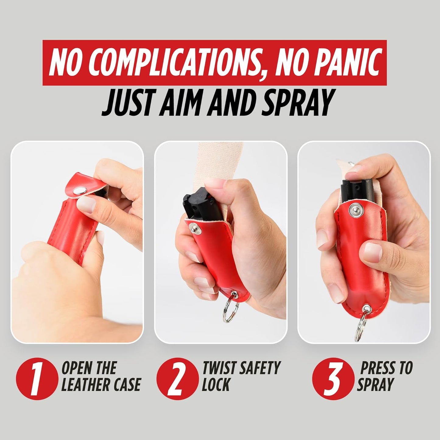 Skiennix Pepper Spray for Women - Keychain Self Defense with Leather Case | 16 Feet Range, UV Dye