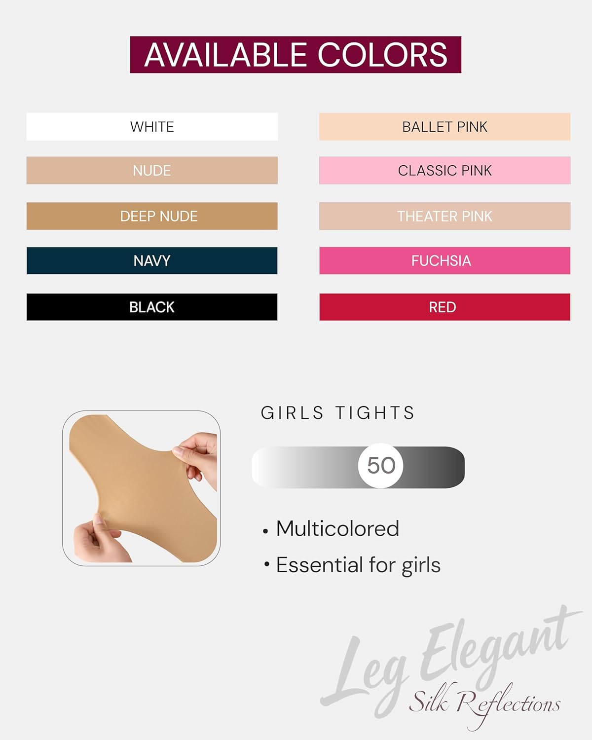 Skiennix Ballet Footed Dance Tights - Elegant 50D for Toddler & Kids Girls