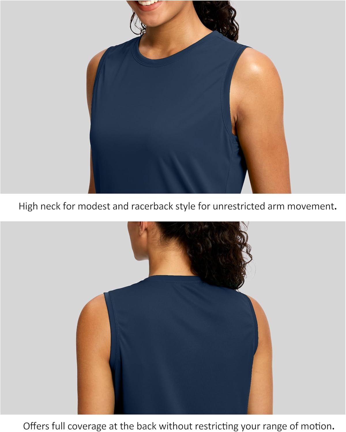 SANTINY Women's Sleeveless Workout Tops - Breathable Lightweight Athletic Tank for Running & Yoga