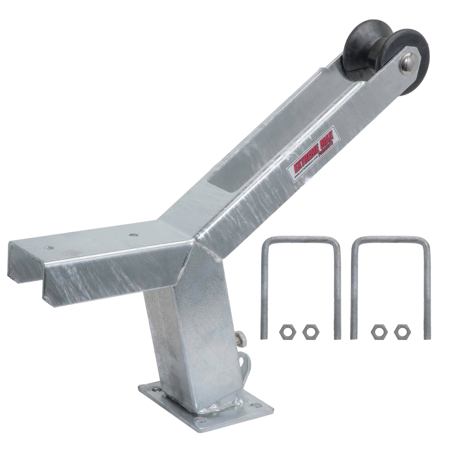 Extreme Max 3006.6895 Adjustable Height Notched Winch Stand with Roller - Galvanized Finish, Hardware Fits 3" W x 4" H Trailer Frames