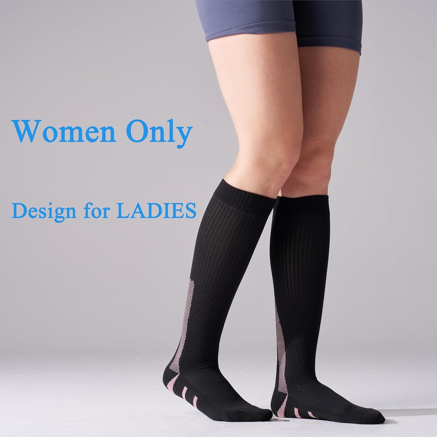 Skiennix Compression Socks - 20-30mmHg Graduated Support for Women | 4 Pairs for Running & Athletic Use