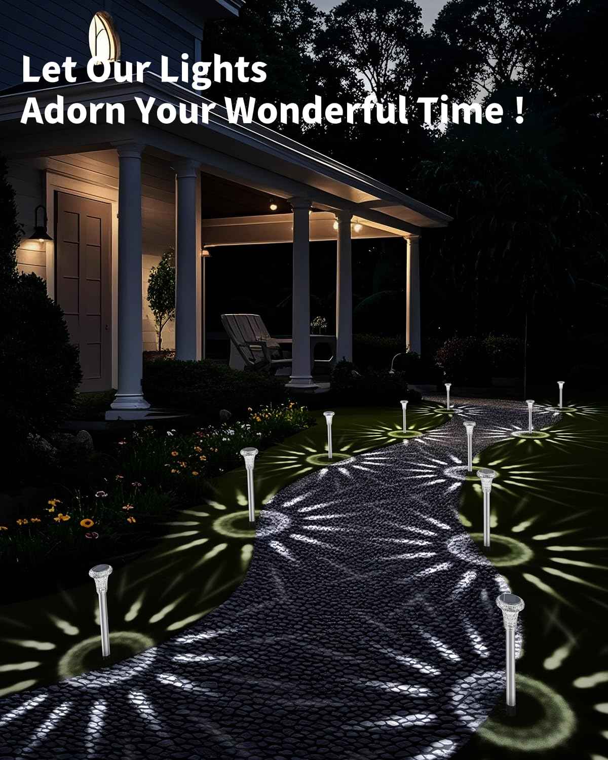 Mini Solar Pathway Lights Christmas Outdoor 12 Pack Waterproof Upgraded Bright LED Solar Garden Lights Stainless Steel Solar Powered Landscape Light for Outside Yard Lawn Decorations-Cool White