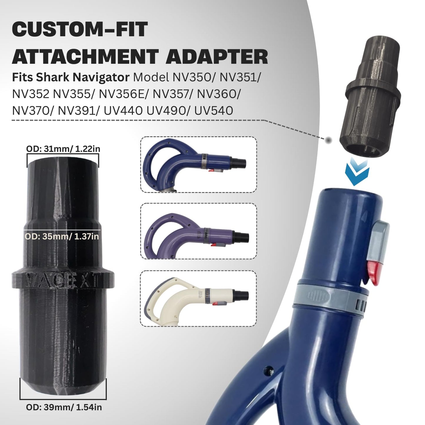 For Shark Vacuum Hose Adapter Kit Compatible with Shark Navigator Lift Away NV360 NV350 NV351 Rotator NV500 HV300 HV301 HV302 HV370 HV371 HV372 - Vacuum Attachment Adapter