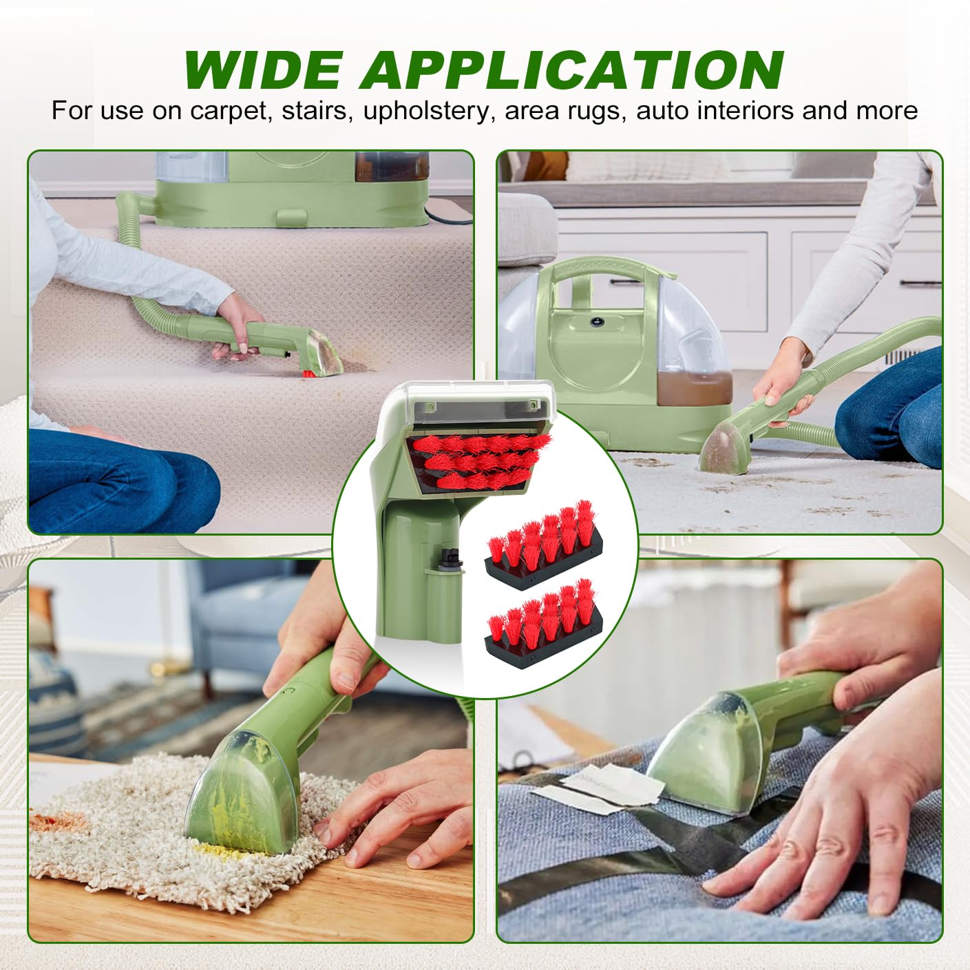 1400B Little Green Machine Attachment Brush Replacement Parts for Bissell Little-Green Upright & Portable Carpet Cleaners 1400B 1425 3860 1400W 1400 1844 2290A Series,1 Brush Head + 2 Brush