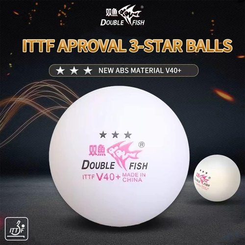 DOUBLE FISH 3-Star Ping Pong Balls - ITTF Approved White Table Tennis Balls | 40+ ABS for Training & Competition
