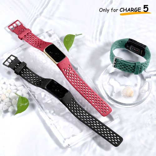 6 Pack Band Compatible with Fitbit Charge 5 Bands Women Men - Breathable Sport Band Soft Waterproof Replacement Wristbands Strap for Fitbit Charge 5 Advanced Fitness Tracker, 3 Pack