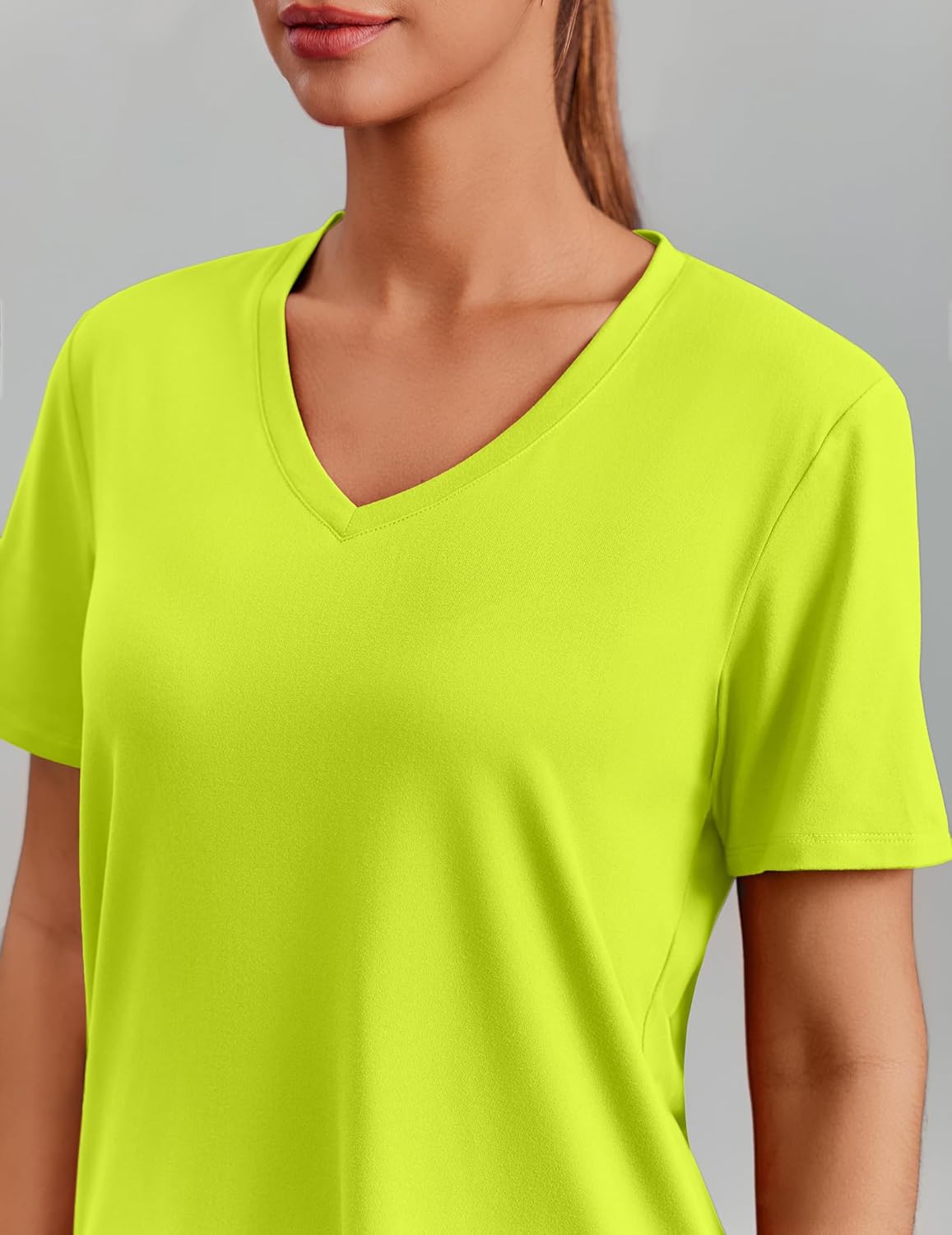 PINSPARK Soft Workout Tops - Women's Short Sleeve V-Neck Gym Shirts | Moisture-Wicking & UPF 50+ Protection