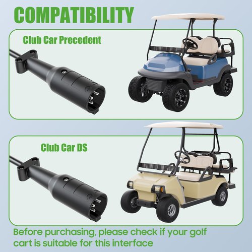 10L0L 48V 15A Golf Cart Rapid Charger for Club Car DS & Precedent, 3-Pin Plug with IP68 Waterproof, Auto Shut-Off, Smart Cooling, Aluminum Housing, Charging Indicator (Red)
