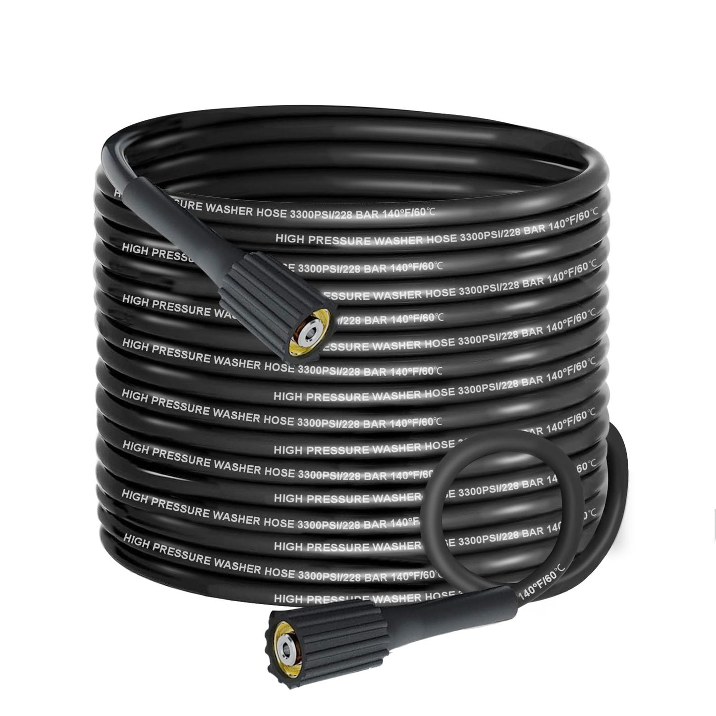 Pressure Washer Hose 32FT, 3300PSI 1/4" Power Washer Hose with M22-14 Brass Fitting, Kink Resistant, No-Leak Design, Durable Replacement Hose fo Ryobi, Greenworks, CRAFTSMAN Most Brand Power Washer