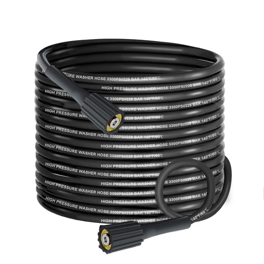 Pressure Washer Hose 32FT, 3300PSI 1/4" Power Washer Hose with M22-14 Brass Fitting, Kink Resistant, No-Leak Design, Durable Replacement Hose fo Ryobi, Greenworks, CRAFTSMAN Most Brand Power Washer
