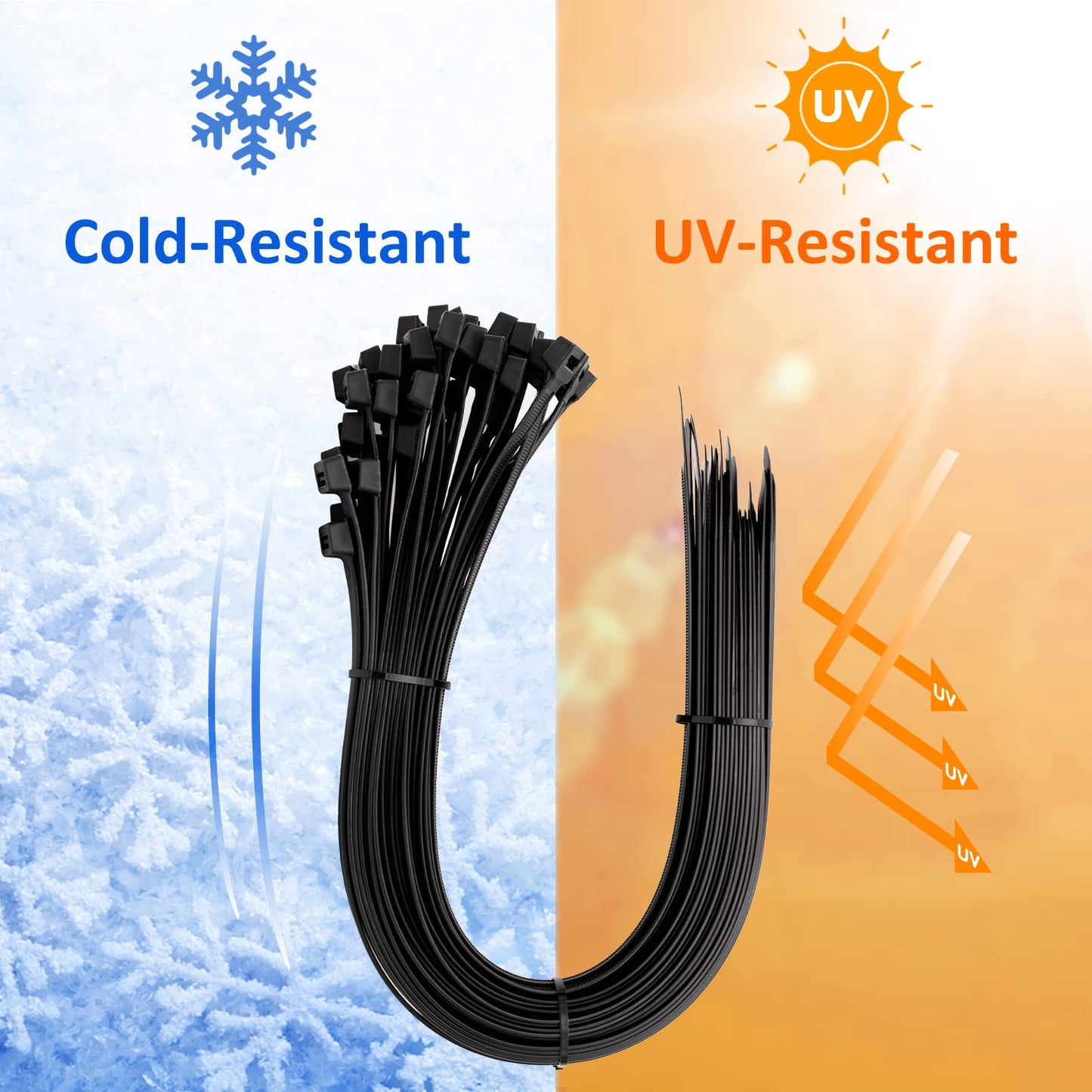 Large Zip Ties Heavy Duty 24 inch (500 Pack), 220 lb Tensile Strength for Outdoor Use, Black Cable Ties, Long Wire Ties by ANOSON