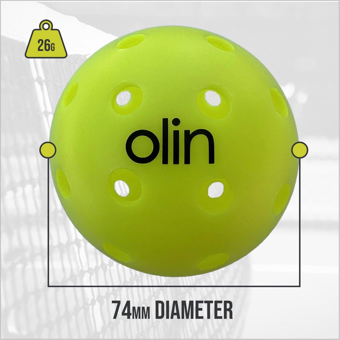 OLIN Ultra40 Ultra Durable Outdoor Pickleball Balls USA Pickleball Approved (USAPA) 4-Pack, Optic Yellow