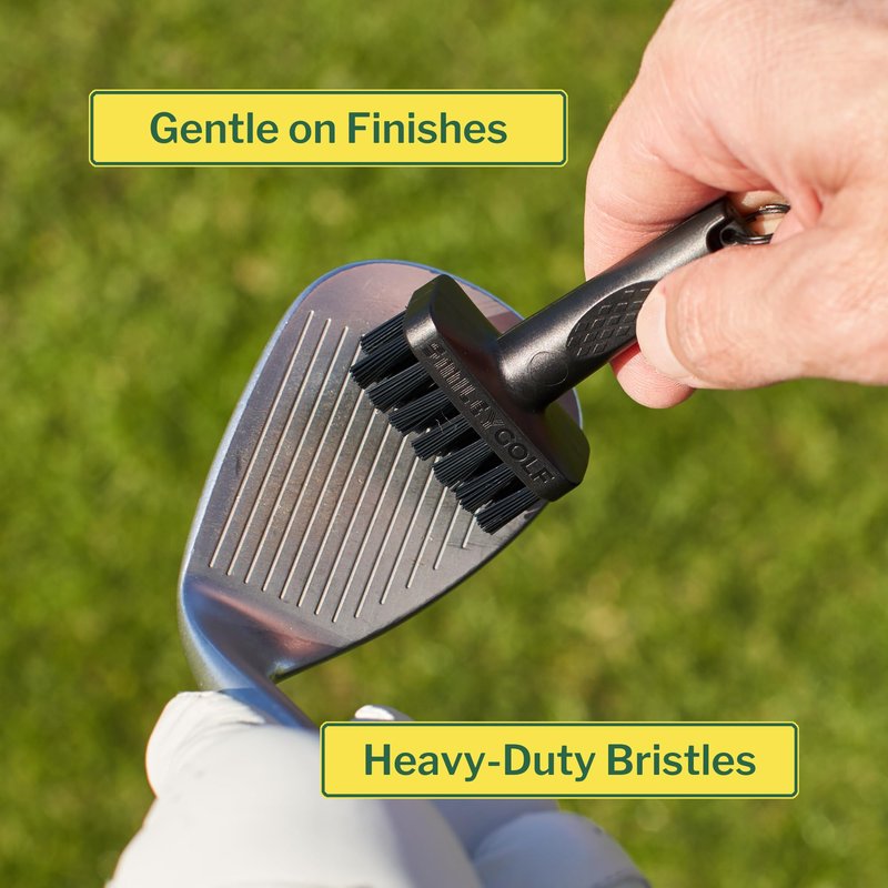 SmileyGolf Mini Golf Brush - Retractable Groove Cleaner with Carabiner Clip, 20" Extendable Cord, Non-Scratch Nylon Bristles, Pocket-Sized Pro-Tested for Irons, Wedges