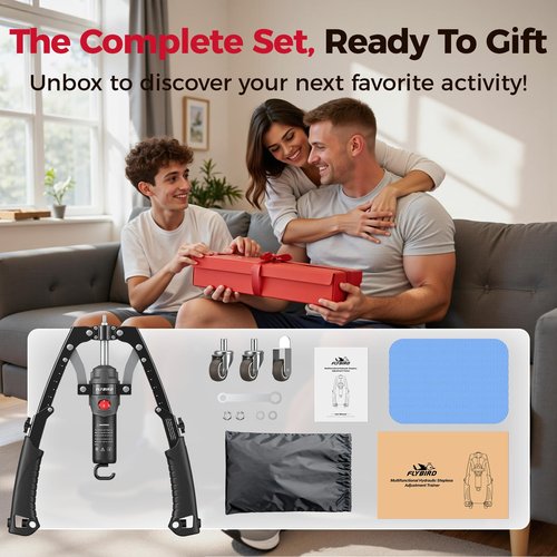 FLYBIRD CT1 Chest Trainer & Arm Twister & Core Trainer, Hydraulic Power CoreFlex Twister Chest Workout Equipment, 22-440lbs for Strength, 3-in-1 Trainer with Ab Roller Wheel(Backpack & Pad Included)