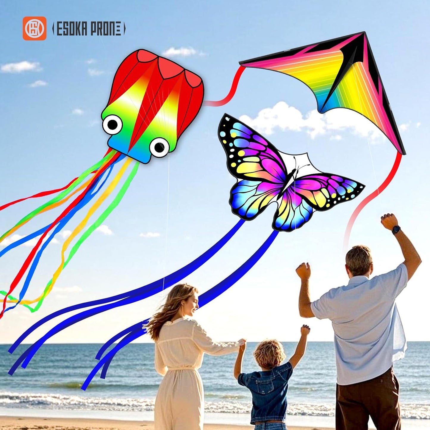 QC Grassland Kites - Easy to Fly Beach Kites for Kids & Adults | Includes 328ft String, Perfect Gift