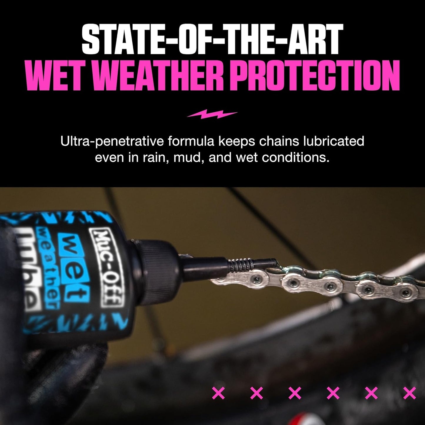 Muc-Off Chain Wet Lube 120ml - Biodegradable Bicycle Lubricant | Reduces Friction & Extends Chain Life | Wax-Based Formula for MTB & Road Bikes