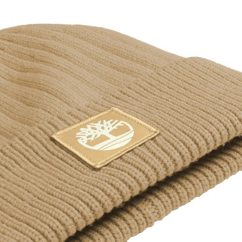 Timberland Women’s Rib Core Beanie - Soft Knit Winter Hat, Stretch Fit, Ribbed Texture, Fold-Over Cuff for Cold Weather, Light Wheat Boot, One Size