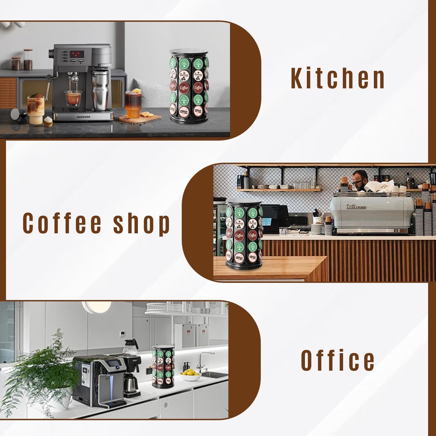 TOMSHUB K Cup Holder, Coffee Pod Storage Carousel Holder Organizer Compatible with 40 Keurig K-Cup Pods, Home or Office Kitchen Counter Organizer（Black）