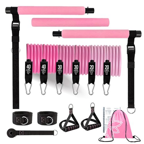 180lb Pilates Bar Kit with Resistance Band(6 x Resistance Bands),6 Level for Women Full Body Workouts,Lady Portable Resistance Band or Workout Bands for Physical Therapy Yoga,Pilates,Home&Gym for You
