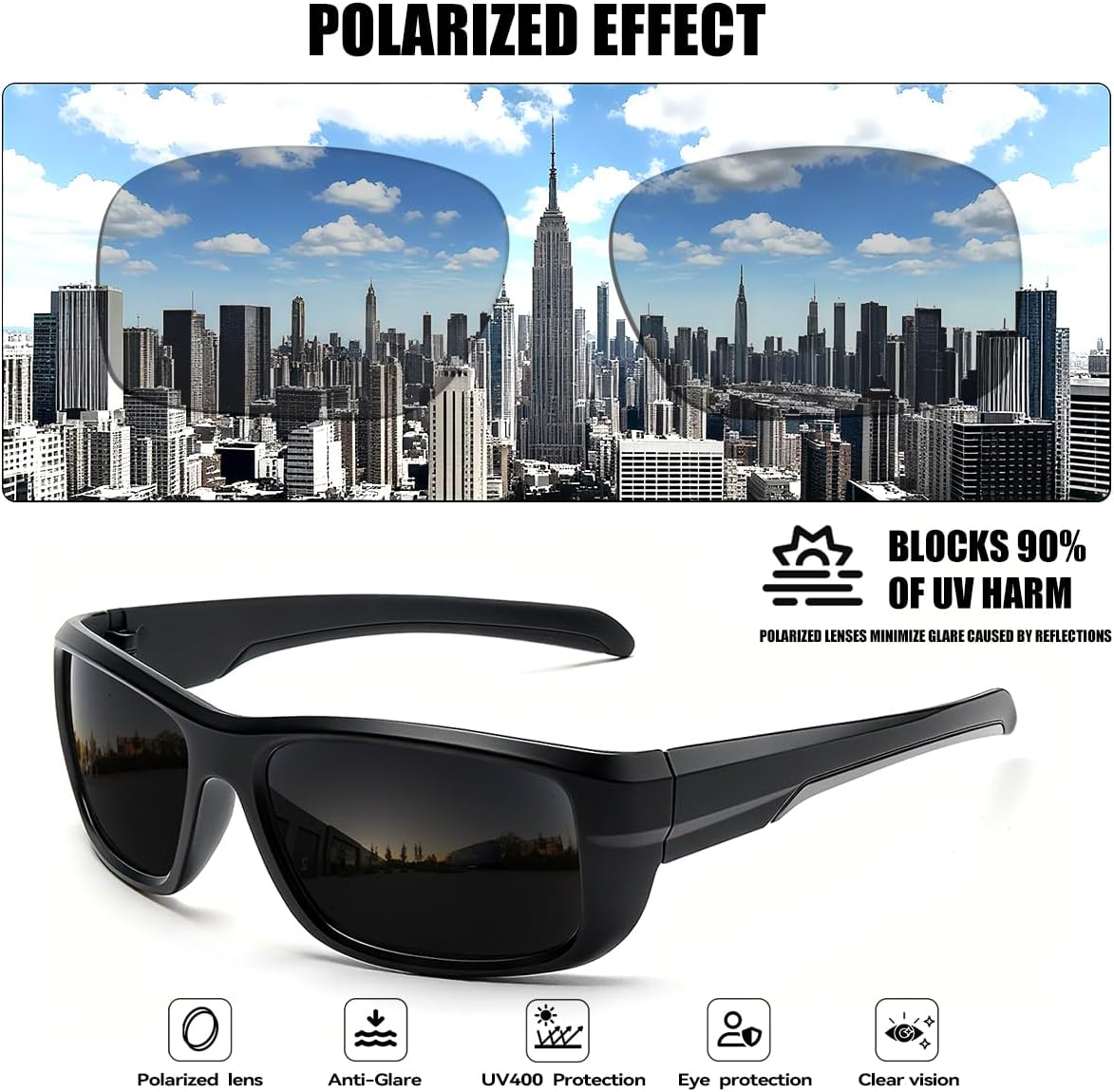 Skiennix Polarized Sports Sunglasses - UV400 Protection, Wrap Around Frame | 3-Pack for Cycling & Fishing