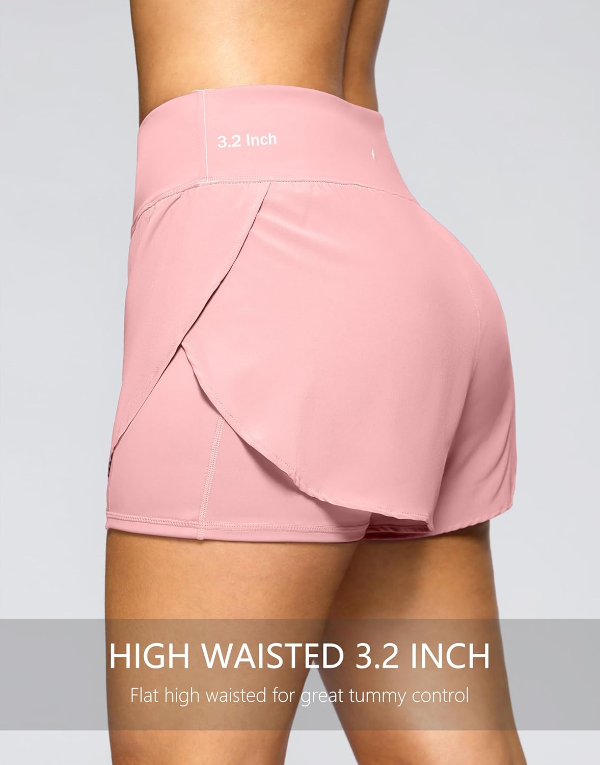 Skiennix Women's 2-in-1 Running Shorts - High Waisted Lightweight Athletic Gym Shorts with Pockets