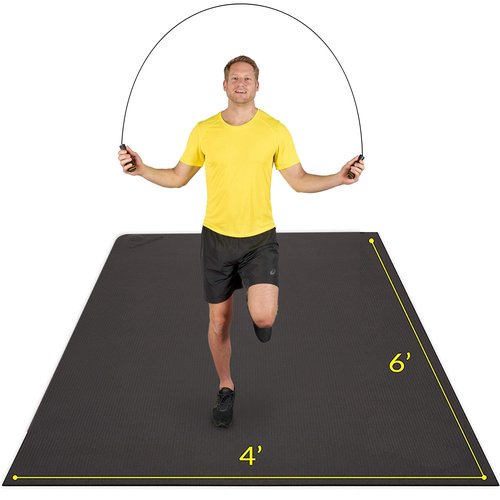 ActiveGear Large Exercise Mat for Home Workout | Workout Gym Flooring for Home Gym | Rubber Workout Mat - 6 x 4 ft Black