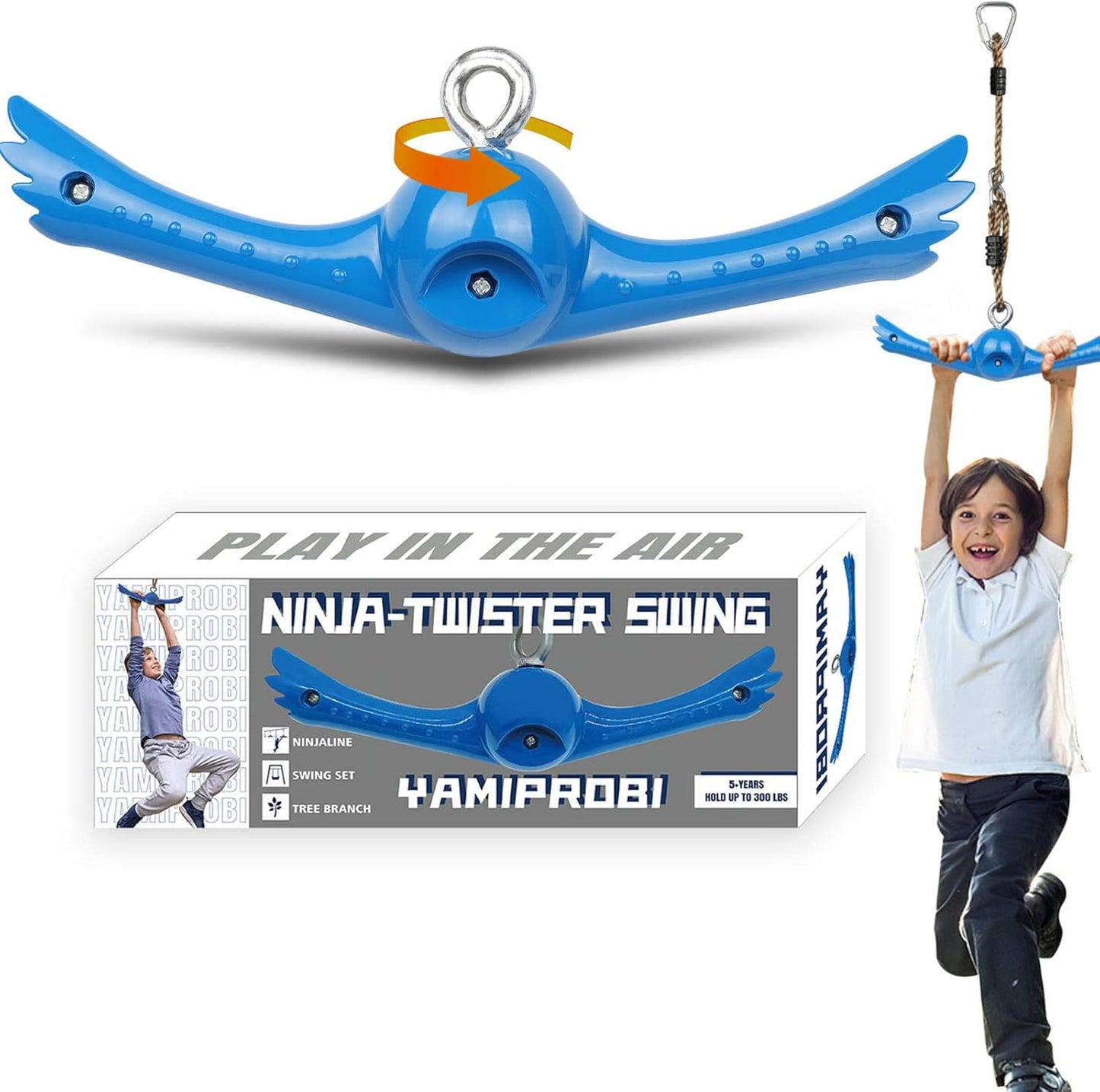 YAMIPROBI Ninja-Twister Swing Set - 360° Handle for Twist & Spin Flips | Blue Playground Accessory for Kids