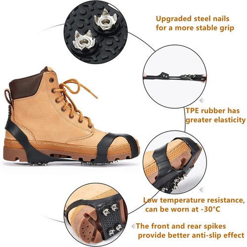 Nonazippy ice Cleats for Shoes and Boots crampons - ice Spikes for Boots Traction Cleats for Ice, Snow, and Outdoor Activities - Durable and Easy to Use(1, M)